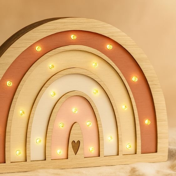 Veladora arcoiris miel Veladora Arcoíris de Madera | Luz Decorativa Infantil - Imagen 4